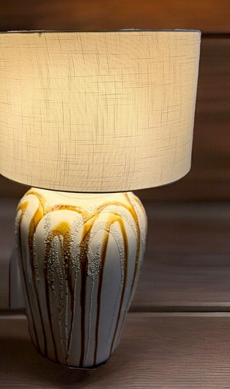 Vintage 60s 70s Sunset Cosco Ceramic Drip Glaze Lamp Mid Century Modern Lighting